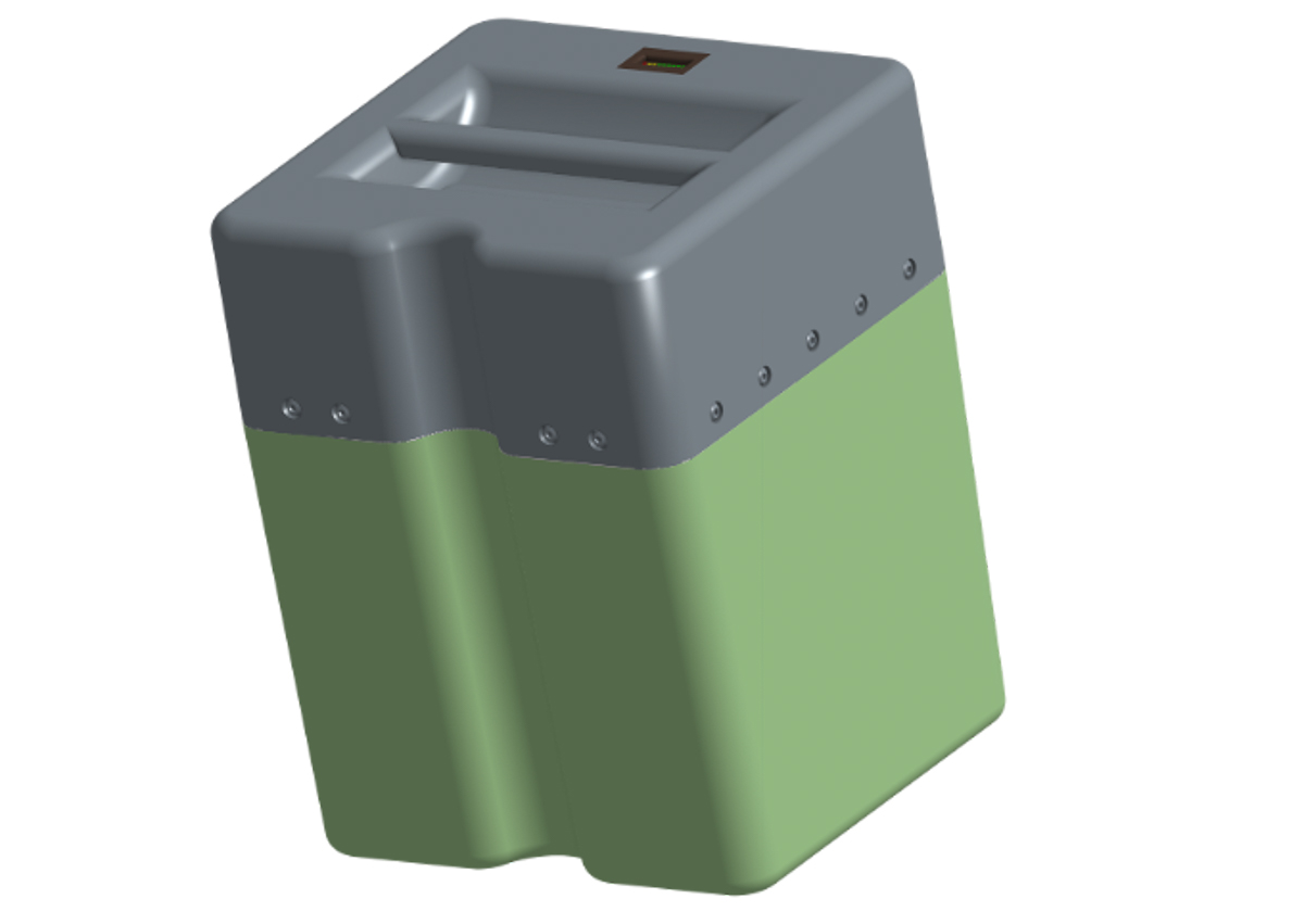 Green battery with handles - Prototype 1