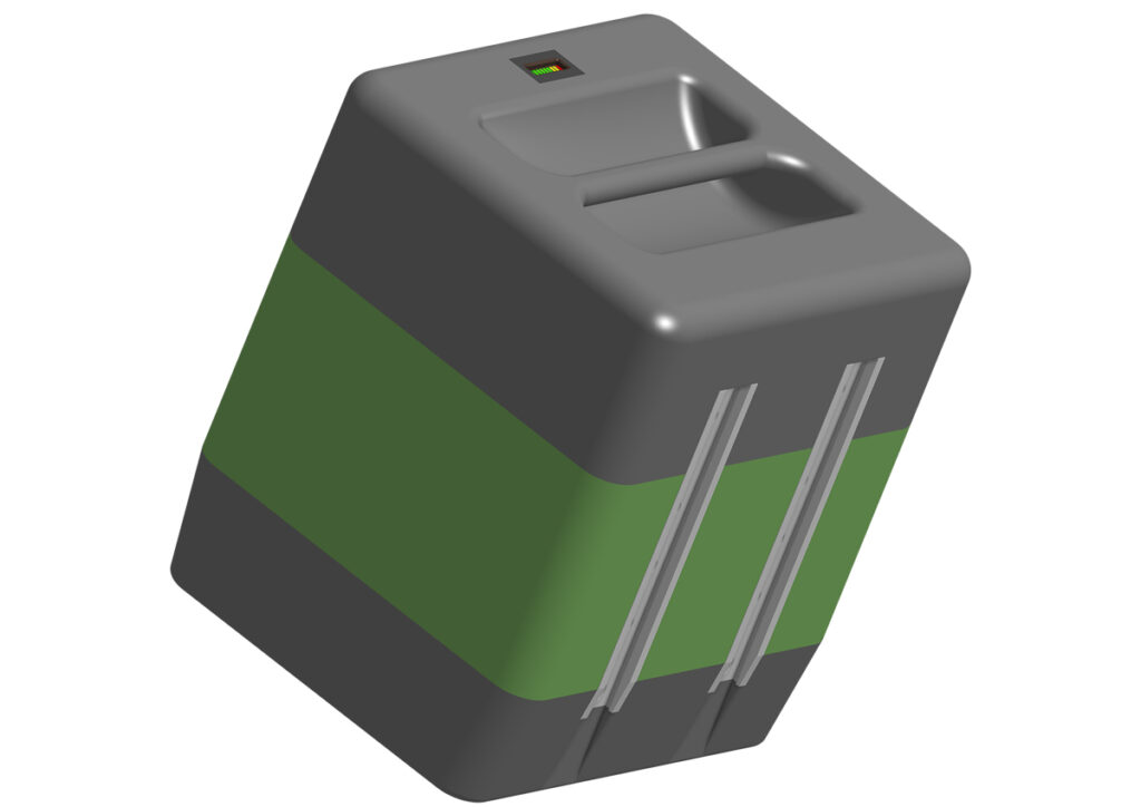 Green battery with handles - Prototype 2