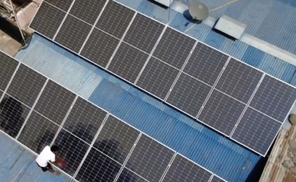 Solar panels used to support off-grid charging for battery systems in Nepal